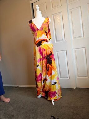 Candie's Yellow, Pink and Orange Floral Maxi Dress